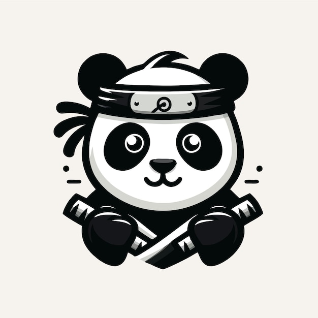 Vector ninja panda simpe logo icon vector art