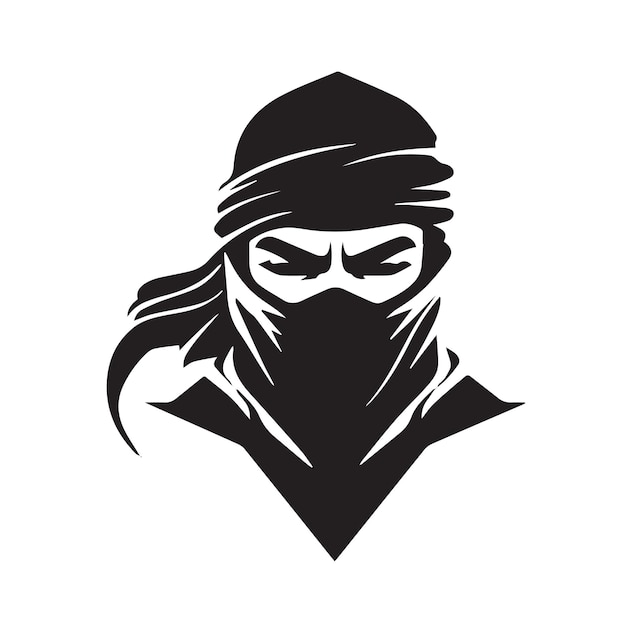 Ninja vector icon Simple minimal logo of hooded assassin Isolated japanese warrior idea of stealth