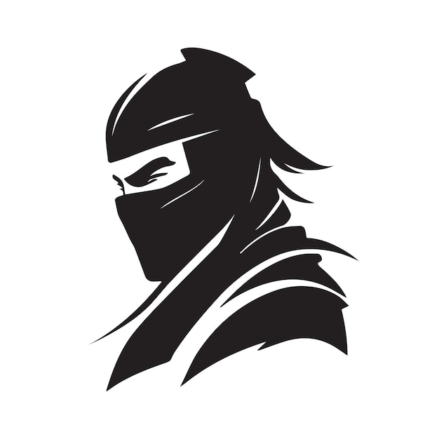 Ninja vector icon Simple minimal logo of hooded assassin Isolated japanese warrior idea of stealth