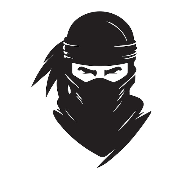 Ninja vector icon Simple minimal logo of hooded assassin Isolated japanese warrior idea of stealth