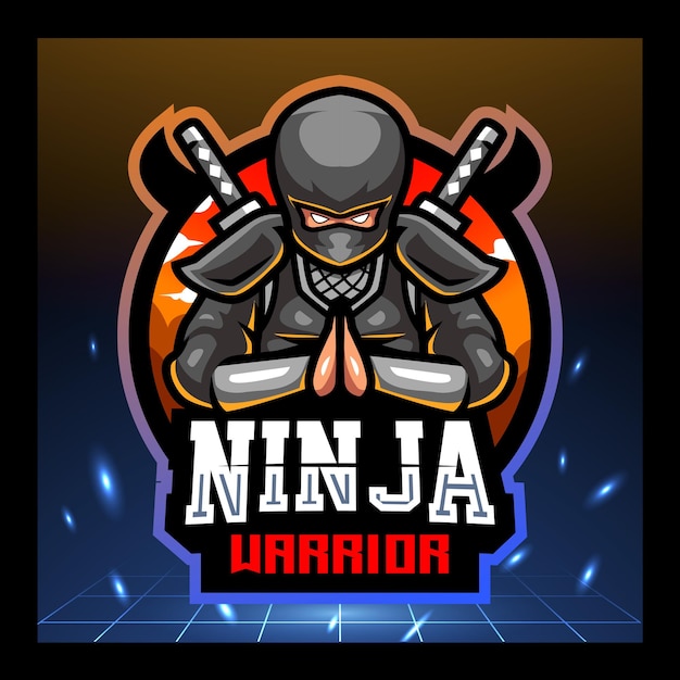 Vector ninja warrior mascot esport logo design