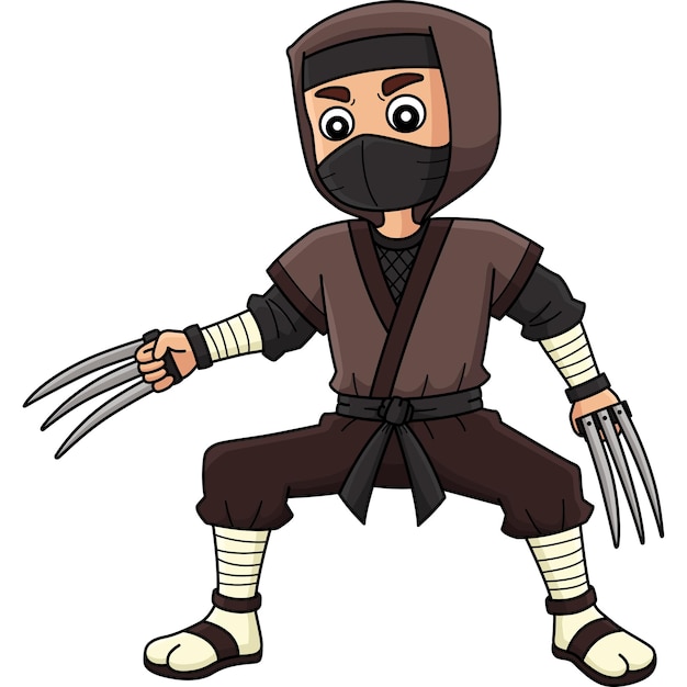 Ninja with Claws Isolated Coloring Page for Kids