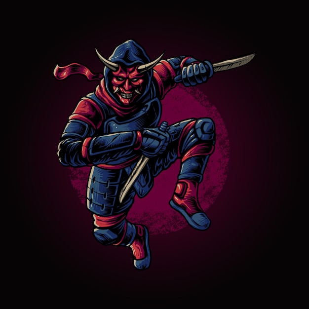 The ninja with mask illustration