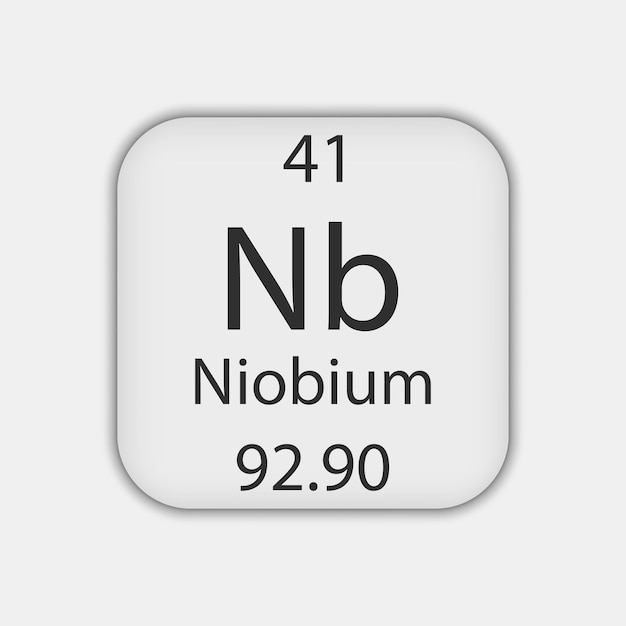 Niobium symbol Chemical element of the periodic table Vector illustration