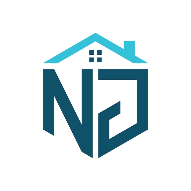 NJ House Logo Design Template Letter NJ Logo for Real Estate Construction or any House Related Business