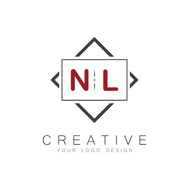 Vector nl initial monogram logo with creative square style design