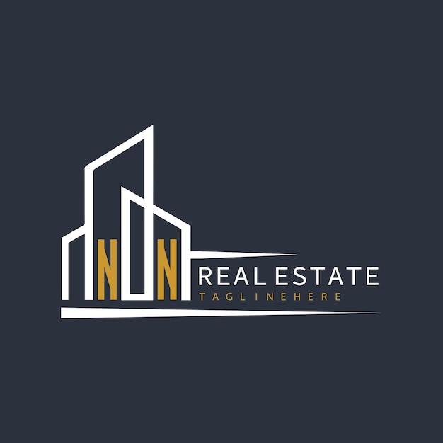 NN initial monogram logo for real estate with building shape creative design