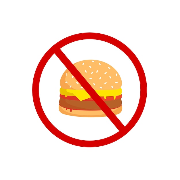 No burger allowed icon Flat illustration of no burger eat vector icon for web design