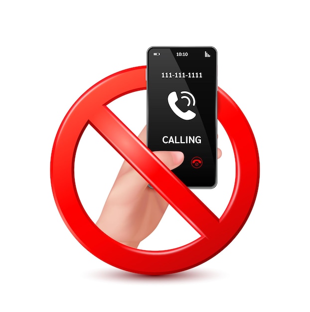 No calling mobile phone with prohibition sign red isolated on white background Don't use mobile