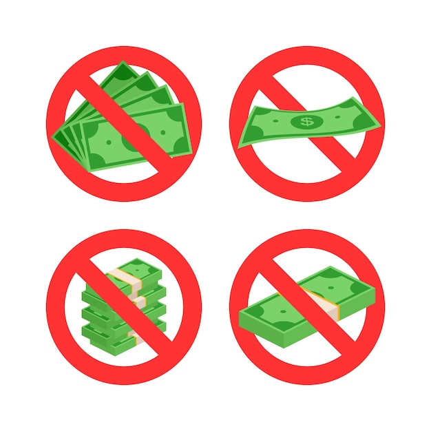 No Cash Money Prohibition of money Cash ban icon