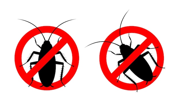 No cockroach sign Insect danger warning sign Anti insect symbol Stop insect icon