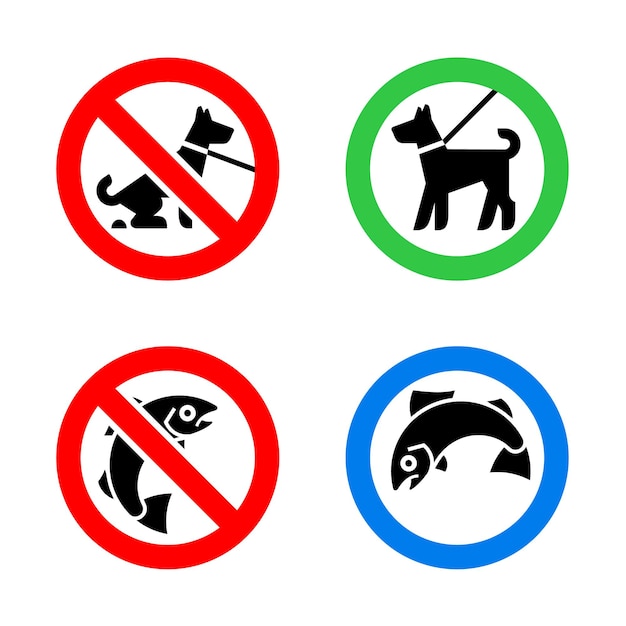 No Fouling Dog and No fishing forbidden signs