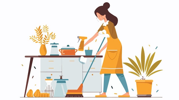 Vector no housework day cartoon hand drawn style vector illustration