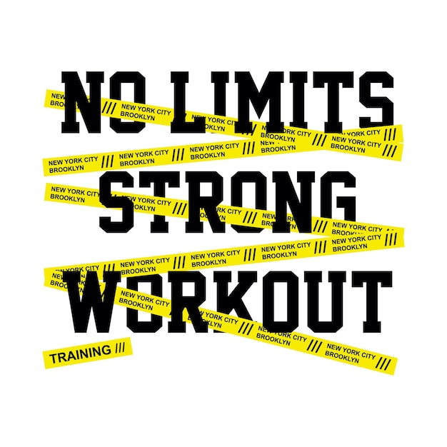 No limits strong workout typography vector illustration for print t shirt premium vector