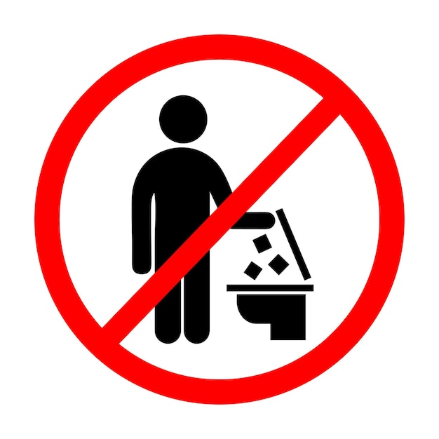 No littering in toilet sign Vector illustration