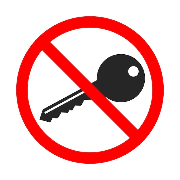 No lock sign Key is forbidden Ban of key