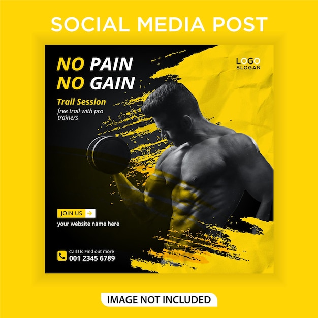 No pain no gain gym social media post