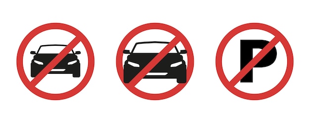 No parking sign Vector isolated on white Parking car is not allowed icons