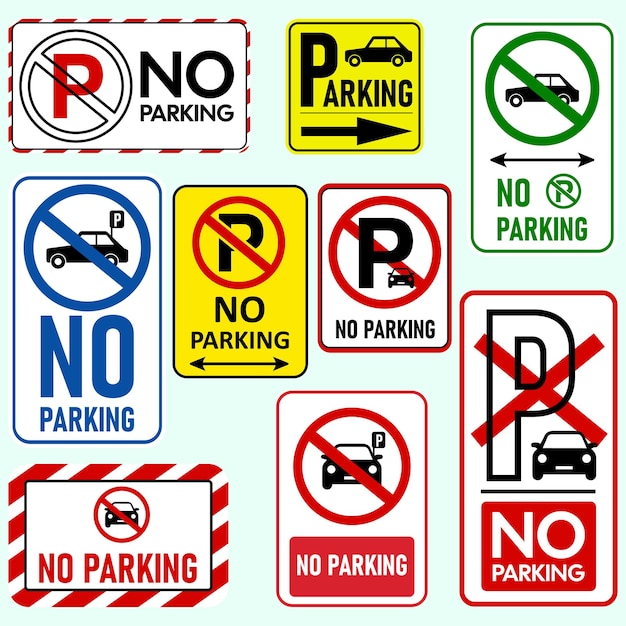 No parking signs vector set Avoid parking here