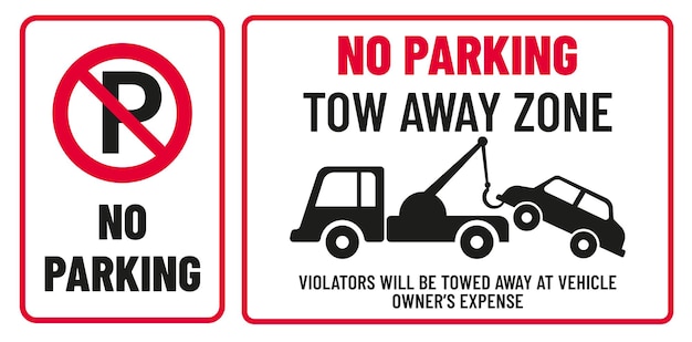 No parking tow away zone print ready sign vector