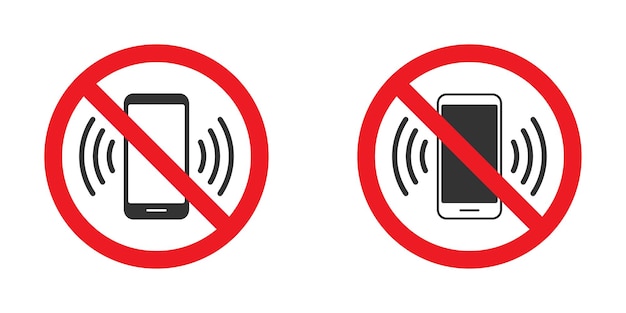 No phone sign No talking and calling icon Red cell prohibition Vector illustration