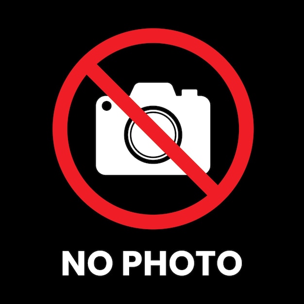 No Photography Sign Sticker with text inscription on isolated background