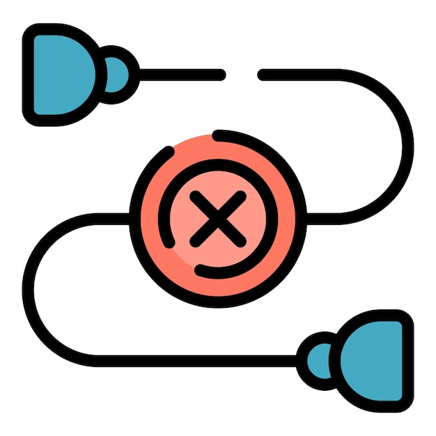 Vector no plug icon outline vector lost connection internet error color flat