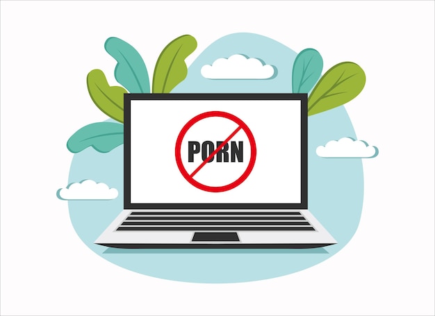 No porno icon on laptop screen on white background Vector stock illustration