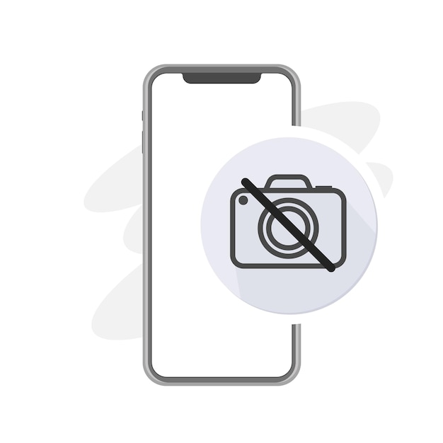 No record no pictures stop taking pictures photography camera with cancellation stroke grey icon mobile phone no selfie vector illustration