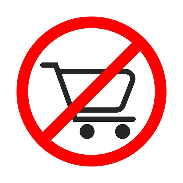 No shopping cart sign on white background