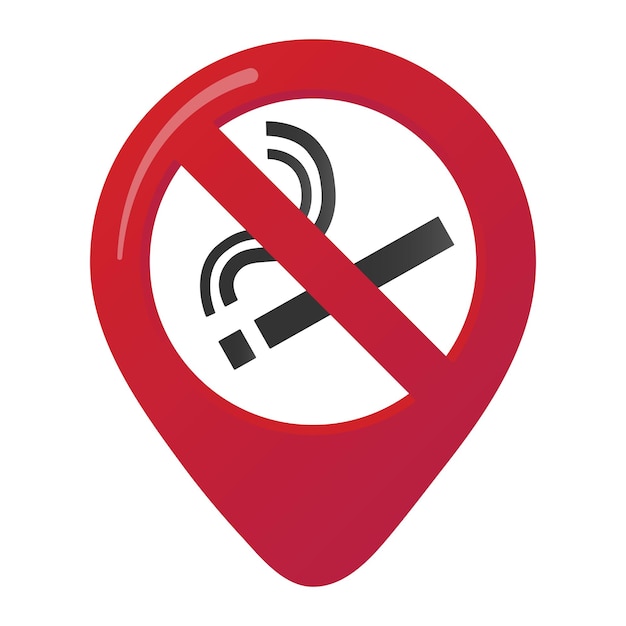 No smoking area marker map pin icon sign with flat design gradient styled cigarette