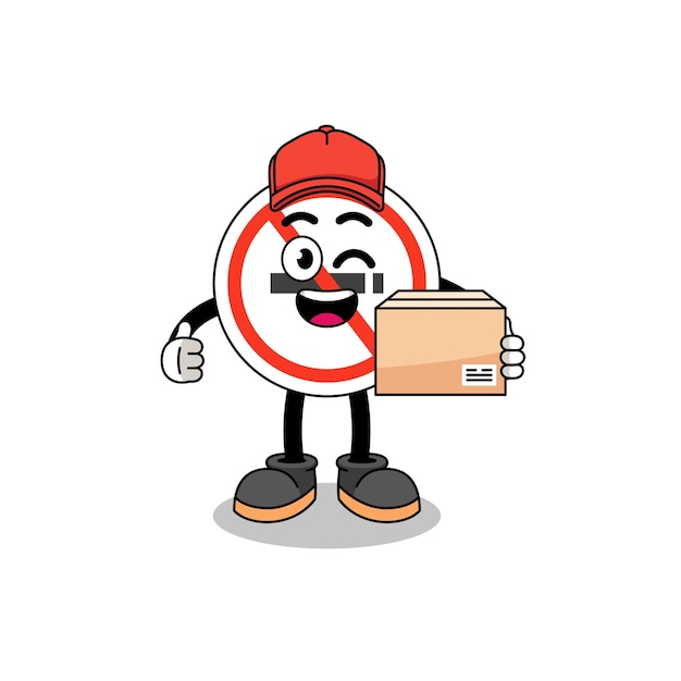 No smoking sign mascot cartoon as an courier character design