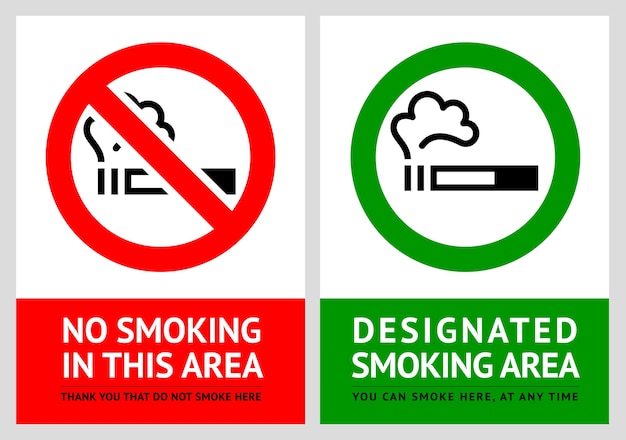 No smoking and Smoking area labels