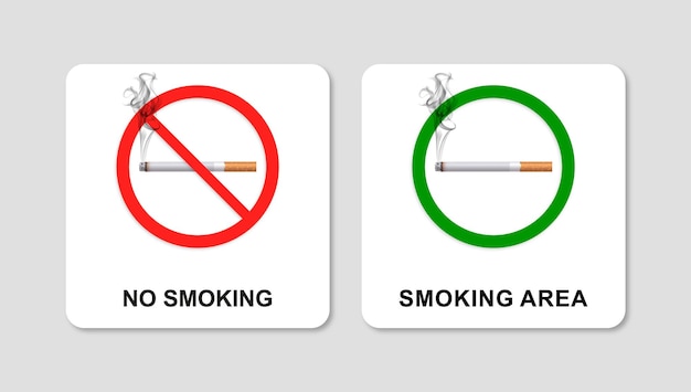 No Smoking and Smoking Area Sign Vector