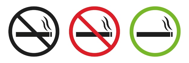 No smoking and Smoking area vector signs Stop do not smoke circle icon symbol