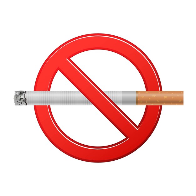 No smoking world no tobacco day forbidden sign red stop symbol set ban 3d realistic icon design