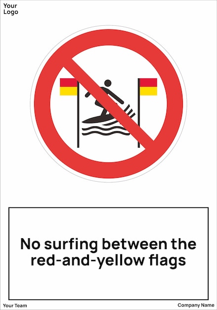 Vector no surfing between the redandyellow flags signs symbols standard iso 7010