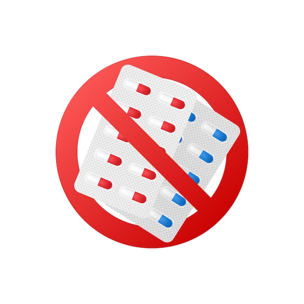 No tablet No medical pills Sign forbidden Vector stock illustration