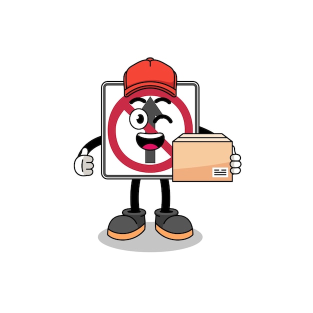 Vector no thru movement road sign mascot cartoon as an courier