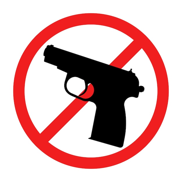 No weapons sign No guns icon Red round prohibition sign Stop war