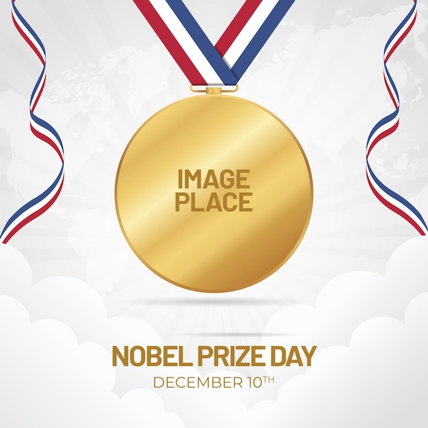 Nobel Prize Day December 10th illustration on sunburst background