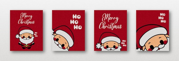 noel kawaii santa claus merry christmas cute and joyful red greeting card