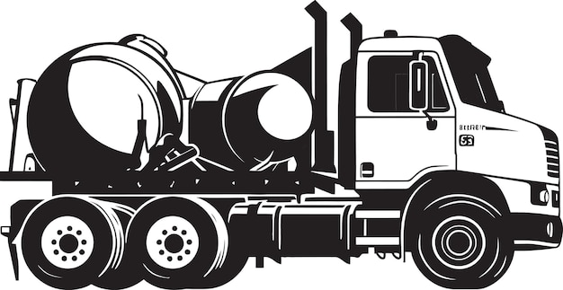 Noir Cement Mixer Vector Illustration with Film Noir Aesthetic and Moody Lighting