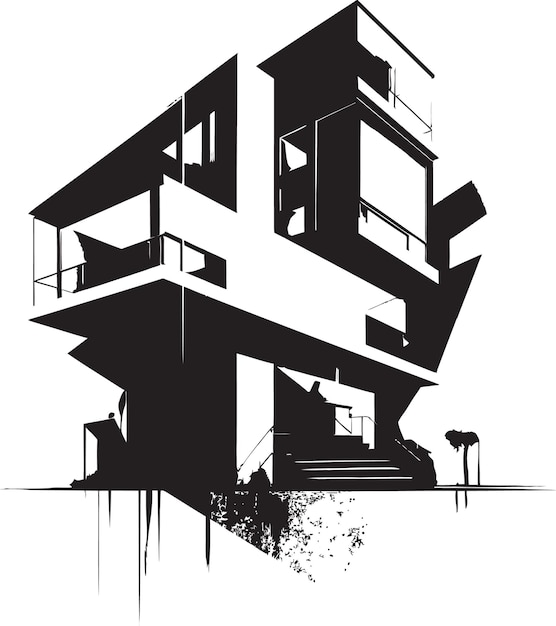 Vector noir nexus stylish abstract architecture art mystic metropolis intriguing black elements