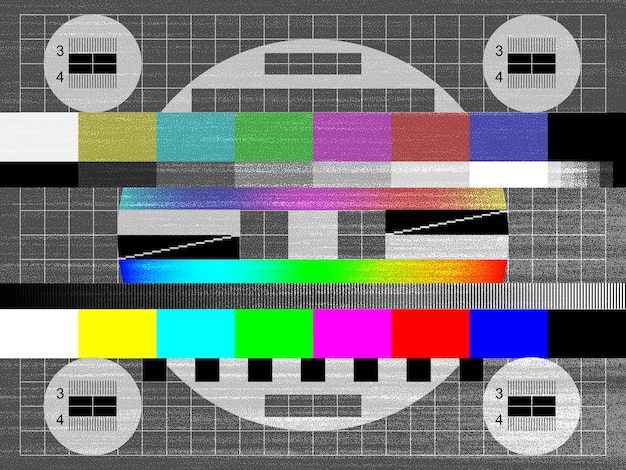 Vector noise grain tv signal test screen retro television color glitch pattern vector background tv signal test screen with grain noise static image or dotwork stipple effect