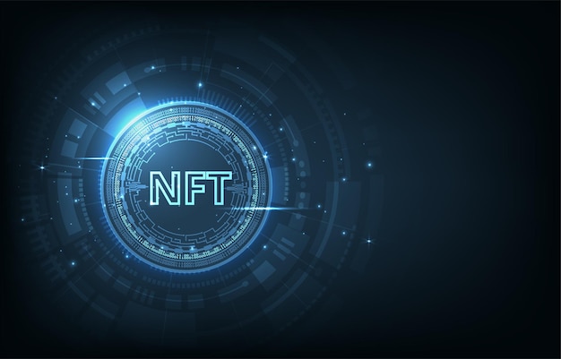 Non fungible token coin concept NFT coin design in circuit board style Crypto currency concept