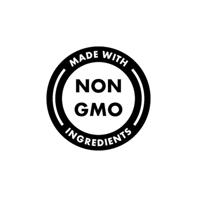 Non GMO sticker emblem or label Organic and bio product Vector icon