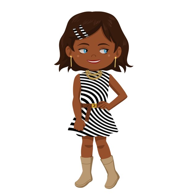 Vector nonchalant little african american girl posing