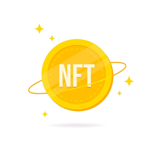 Nonfungible token NFT coin NFT golden coin icon vector