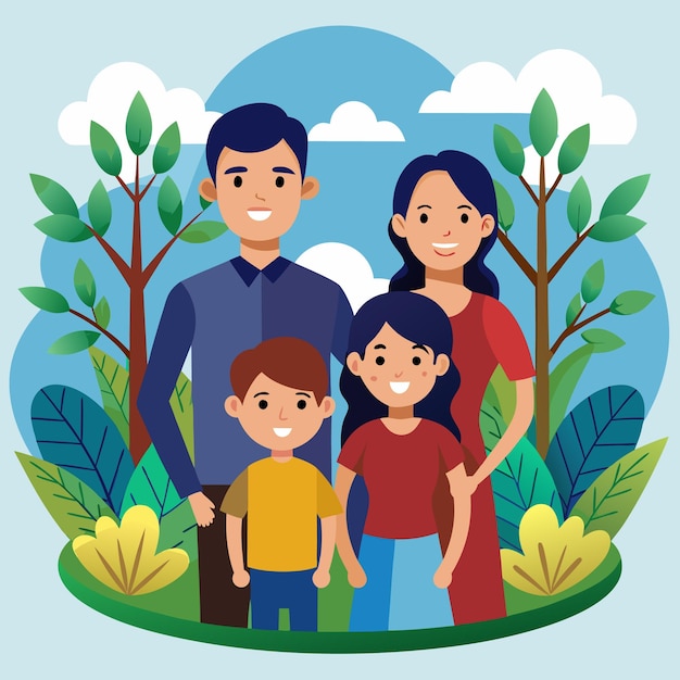 nontraditional family vector art illustration